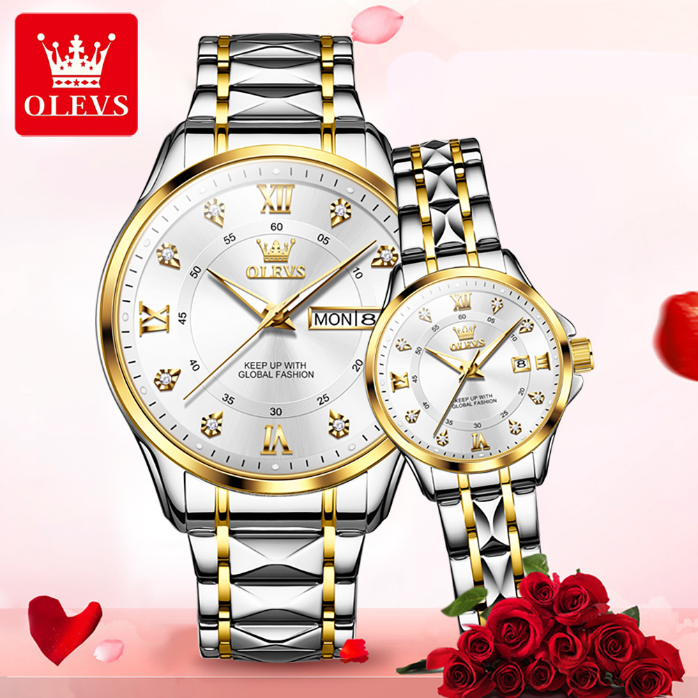 Olevs 2906 casal relógio origi - Best Luxury Quartz Watch avaliação e preço