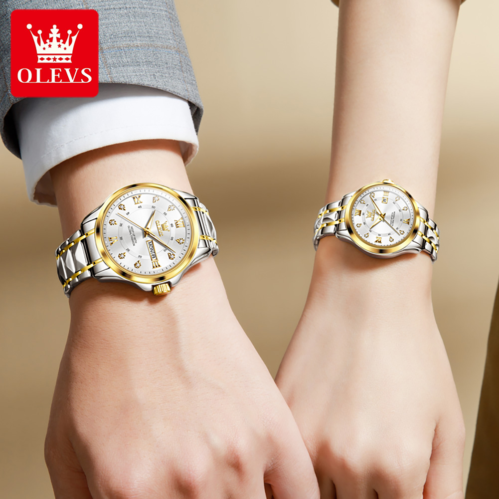 Olevs 2906 casal relógio origi - Best Luxury Quartz Watch avaliação e preço