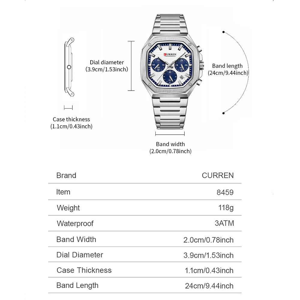 Curren relógio crono quadrado  - Luxury Watch Gold avaliação e preço