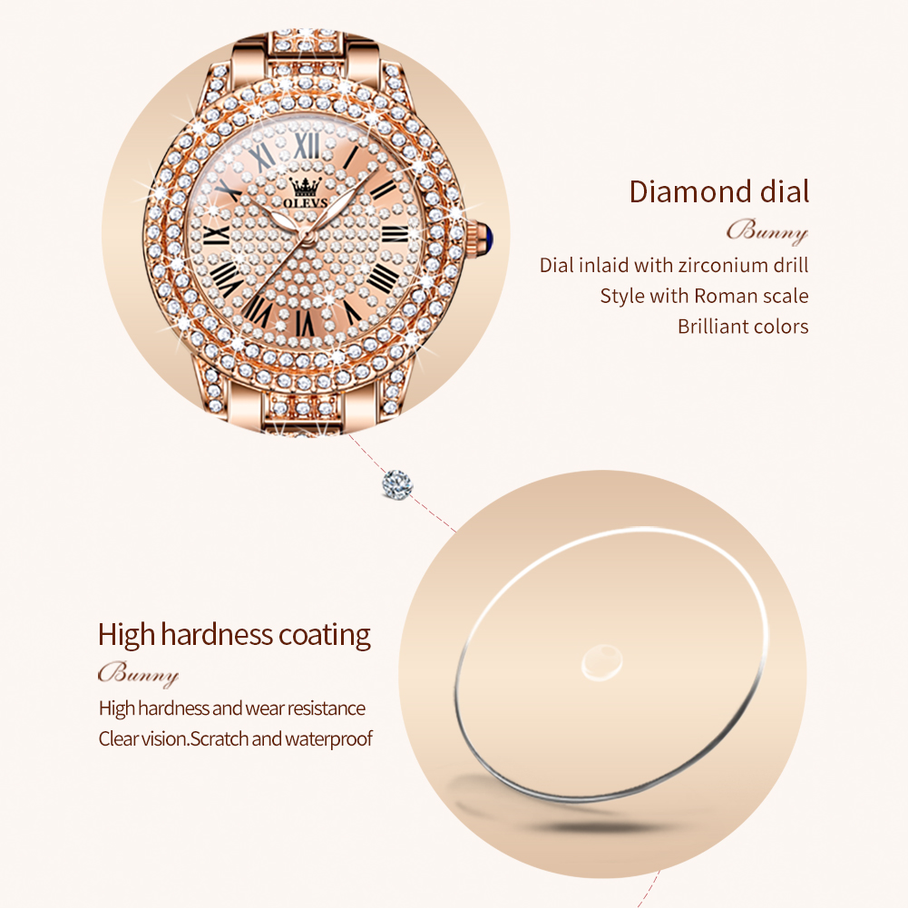 Olevs 9943 luxo todo diamante  - Luxury Watch Gold avaliação e preço